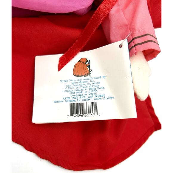 Vintage 1975 Strega Nona Plush Doll Tomie de Paola Grandmother Witch w/ Tag - Picture 10 of 11